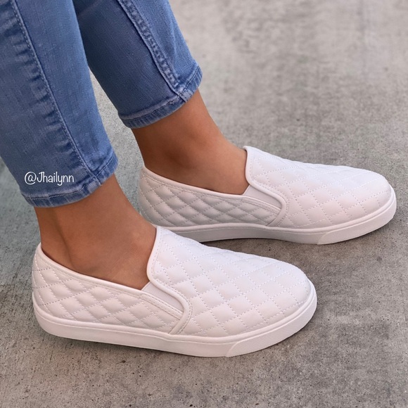 White quilted slip on sneakers - Picture 3 of 6